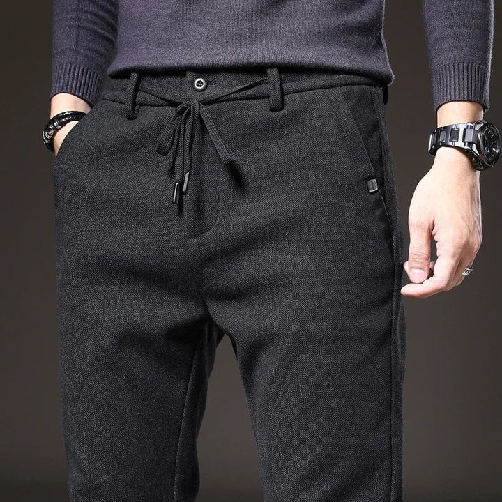 Men's Slim Fit Chinos - Drawstring Waist Zip Fly Tapered Leg