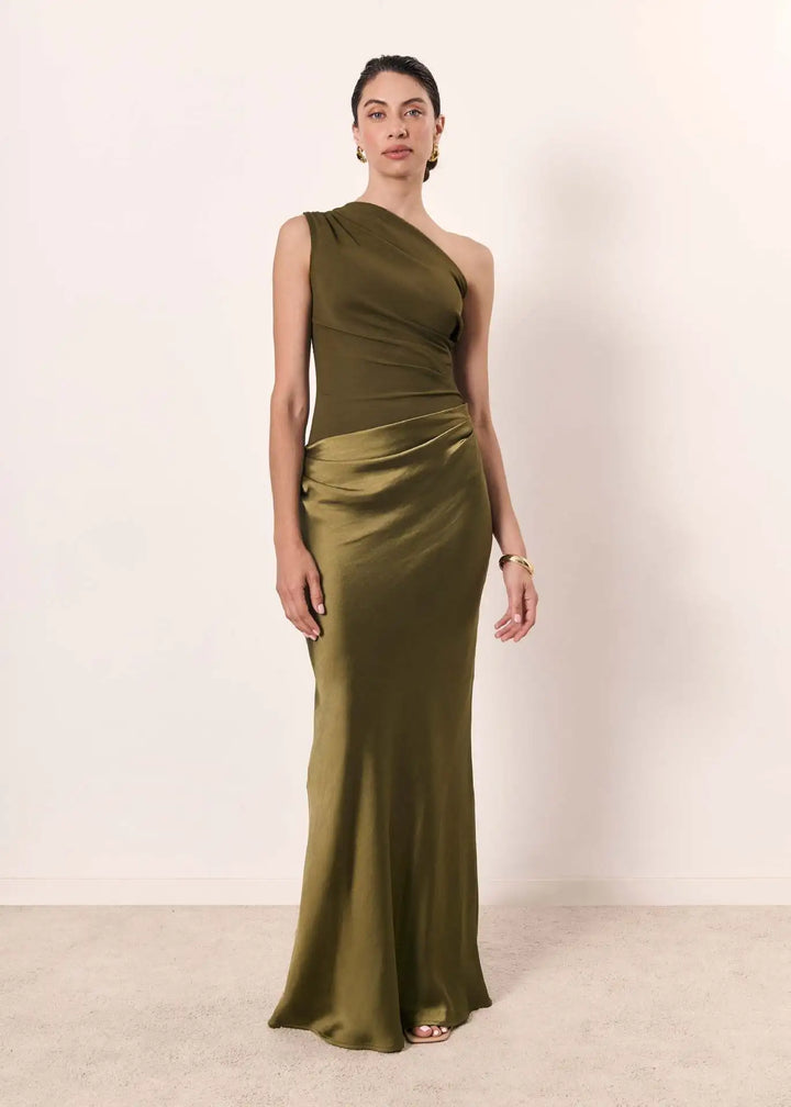 Sophia | Elegant One-Shoulder Satin Maxi Gown