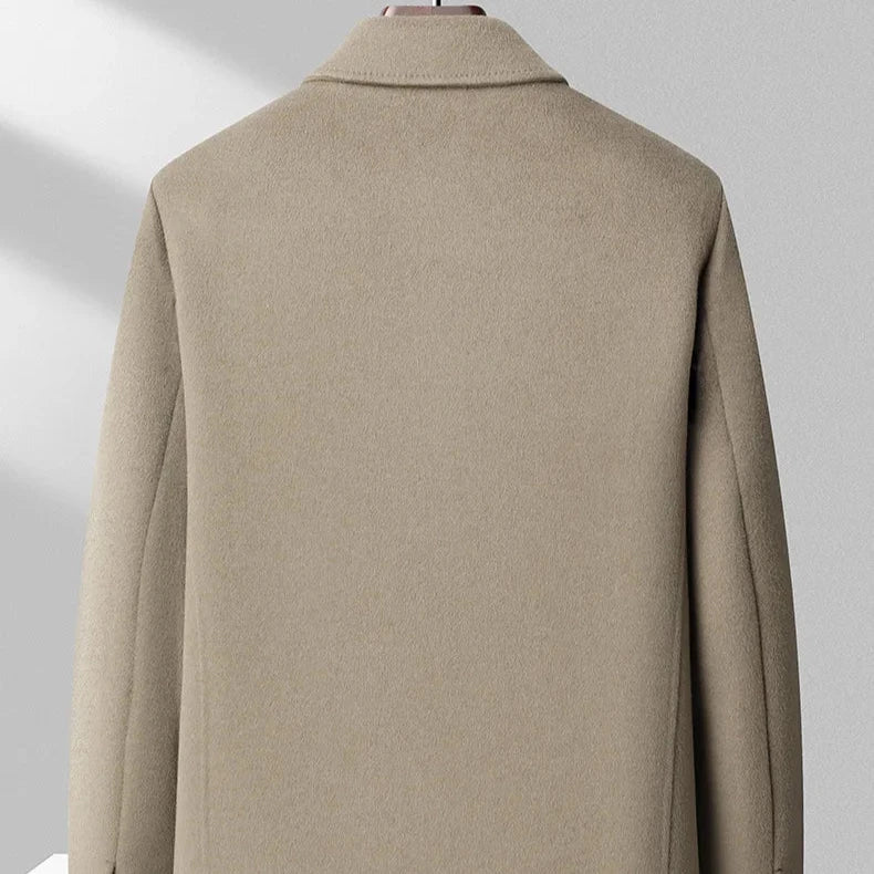 Men’s Double Faced Wool Jacket with Polo Collar and Button Front