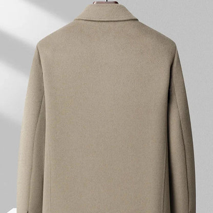 Men’s Double Faced Wool Jacket with Polo Collar and Button Front
