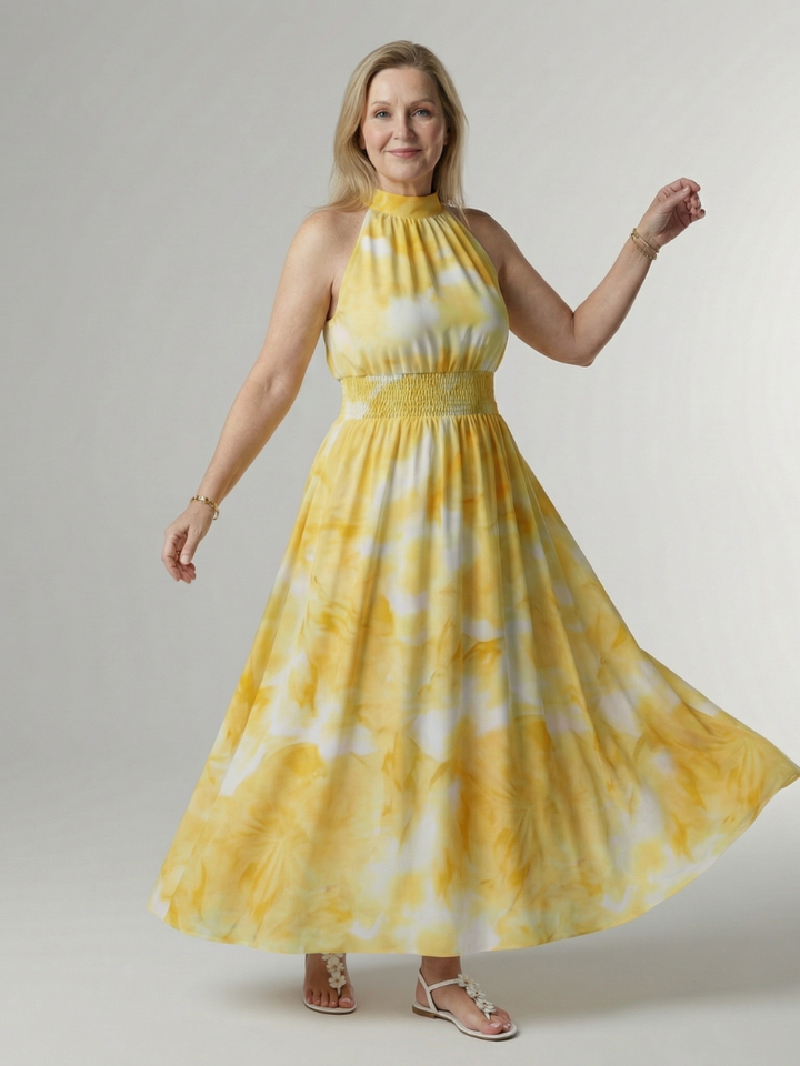 Sylin | Halter Midi Dress with Gathered Detail