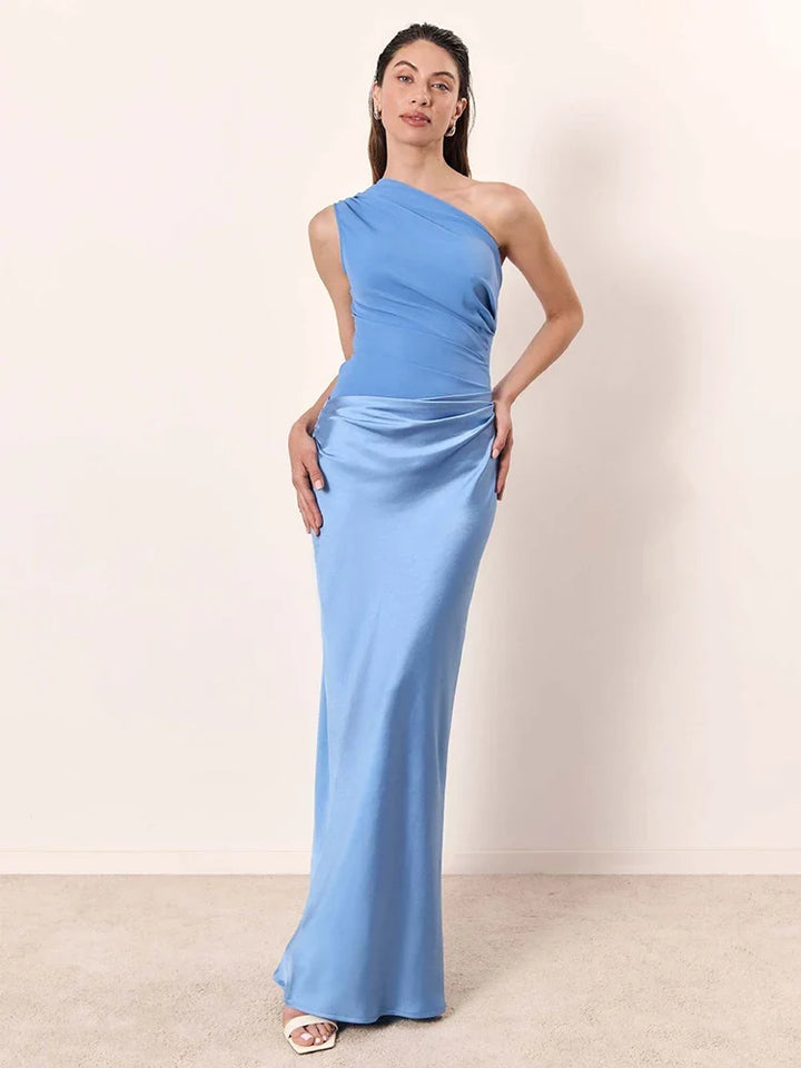 Sophia | Elegant One-Shoulder Satin Maxi Gown