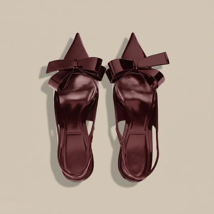 Women’s Patent Slingback Heels – Pointed Toe Bow Detail Design