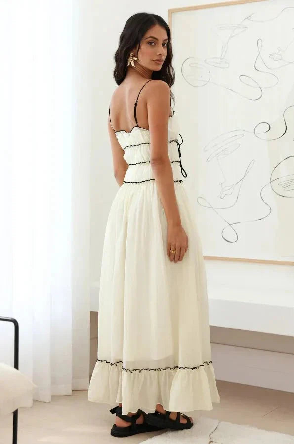 Women's Smocked Ruffle Tiered Spaghetti Strap Flowy Maxi Dress