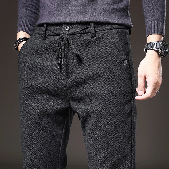 Men's Slim Fit Chinos - Drawstring Waist Zip Fly Tapered Leg