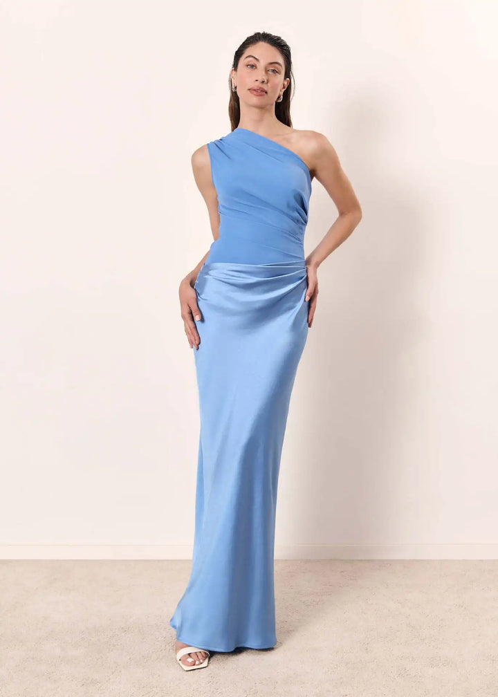 Sophia | Elegant One-Shoulder Satin Maxi Gown