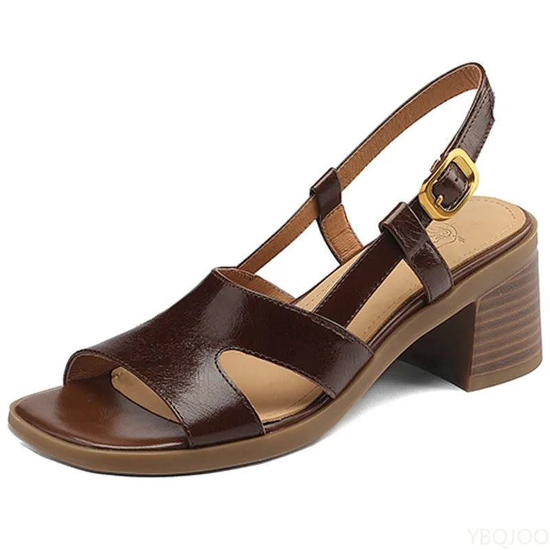 Women’s Slingback Sandals with Square Toe and Buckle Strap Closure