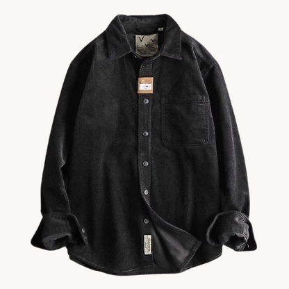 Men's Corduroy Shirt Jacket - Long Sleeve Overshirt with Chest Pocket and Button Front