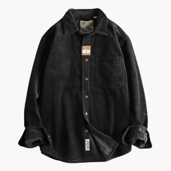 Men's Corduroy Shirt Jacket - Long Sleeve Overshirt with Chest Pocket and Button Front