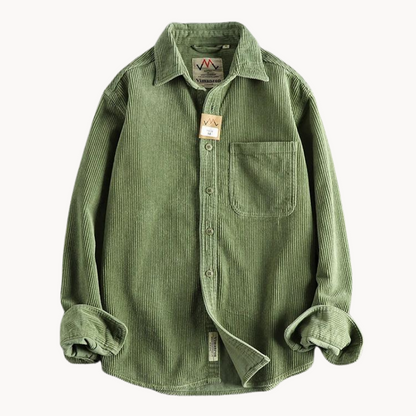 Men's Corduroy Shirt Jacket - Long Sleeve Overshirt with Chest Pocket and Button Front