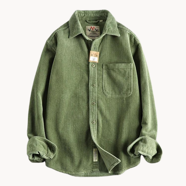 Men's Corduroy Shirt Jacket - Long Sleeve Overshirt with Chest Pocket and Button Front
