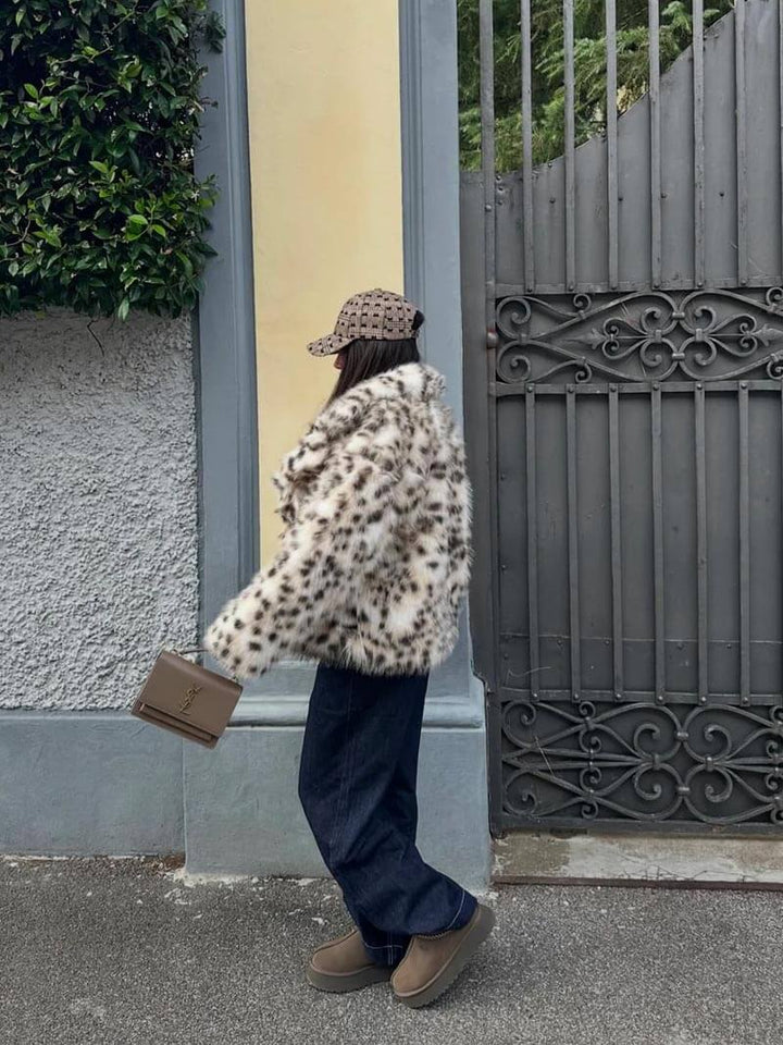 Senna - Leopard Print Faux Fur Coat