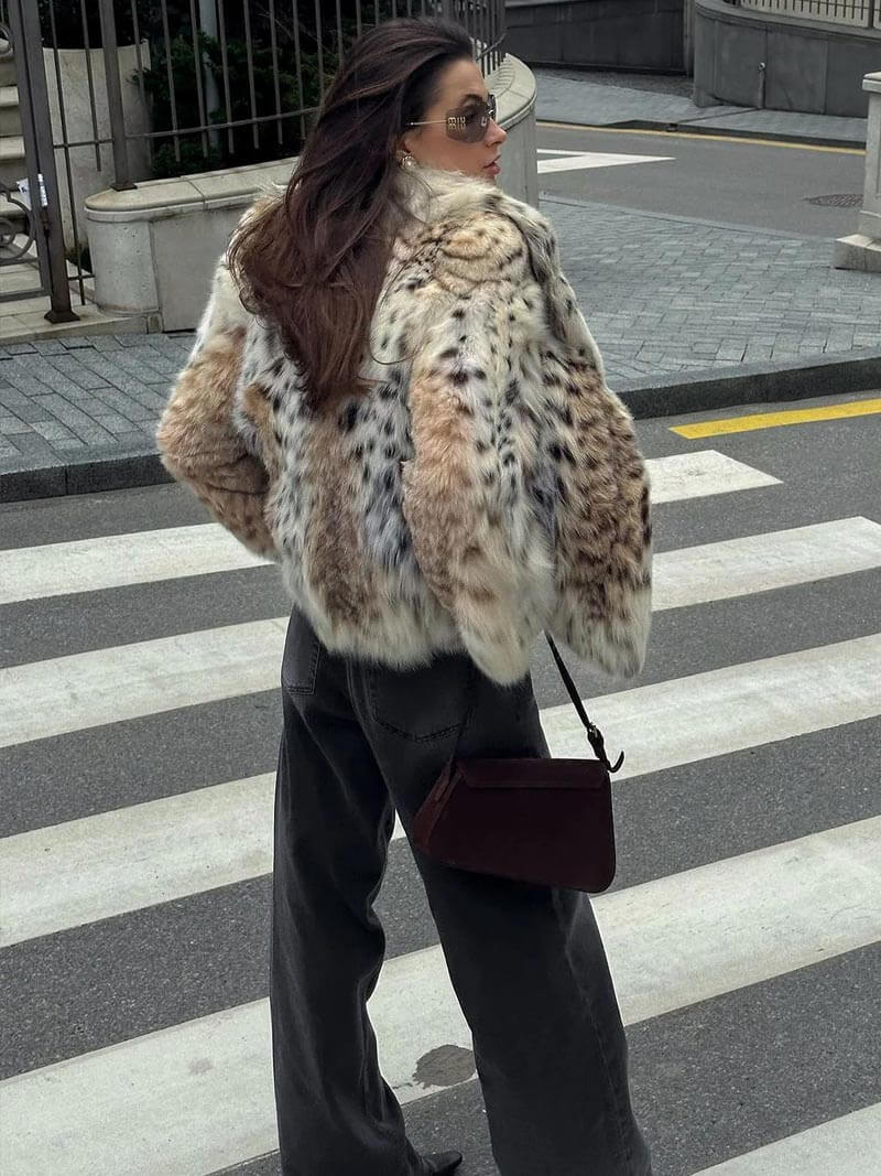 Senna - Leopard Print Faux Fur Coat