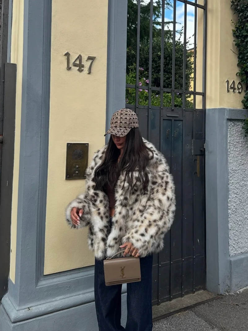 Senna - Leopard Print Faux Fur Coat