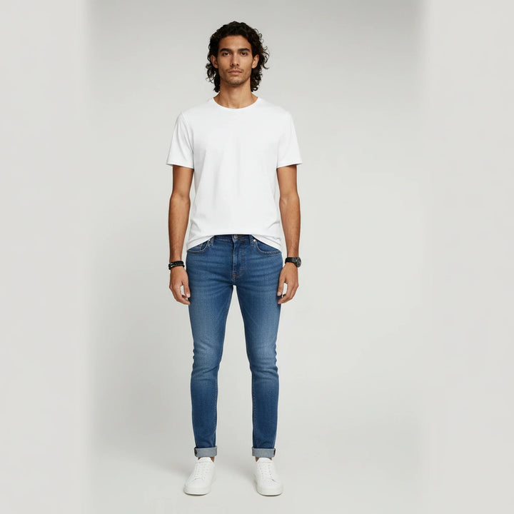 Men's Skinny Jeans - Slim Fit Tapered Leg - Five Pocket Denim