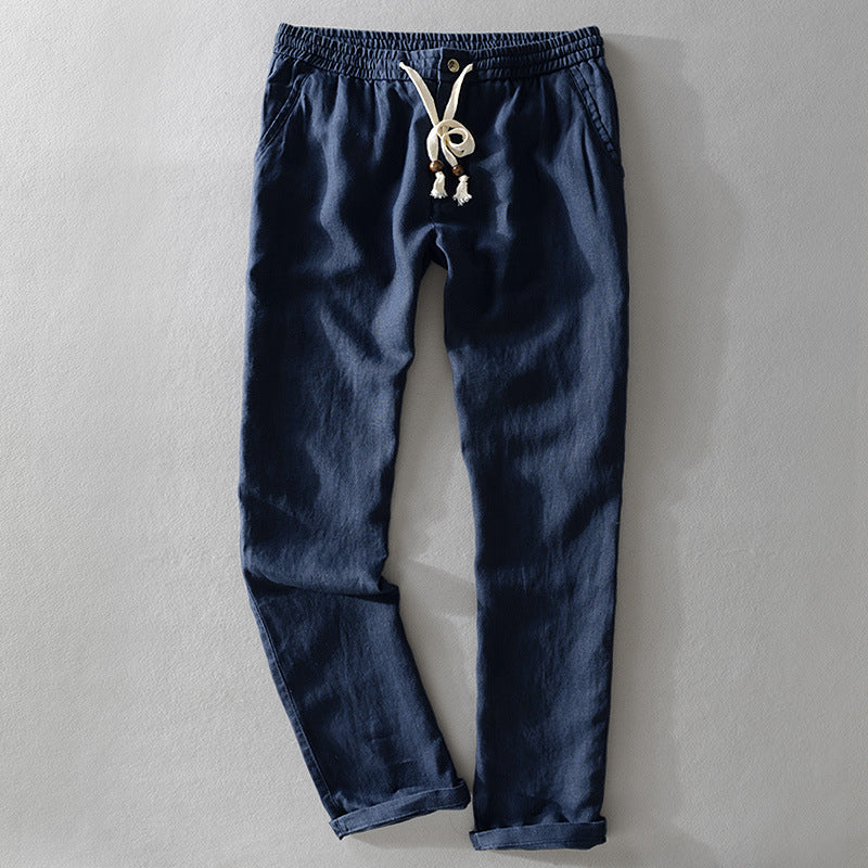 Men's Linen Pants - Elasticated Drawstring Waist