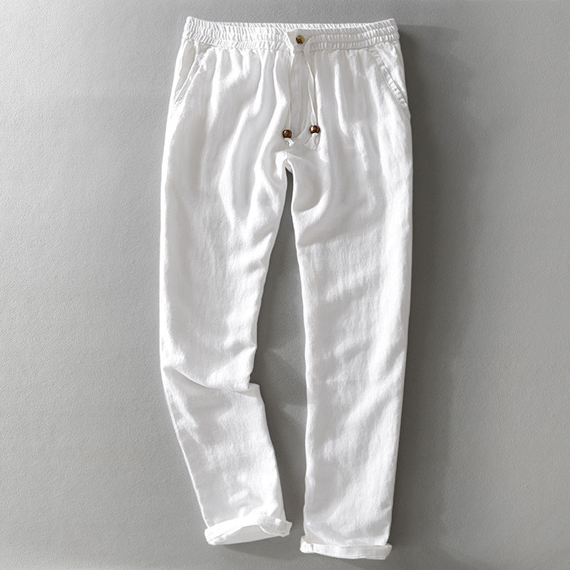 Men's Linen Pants - Elasticated Drawstring Waist