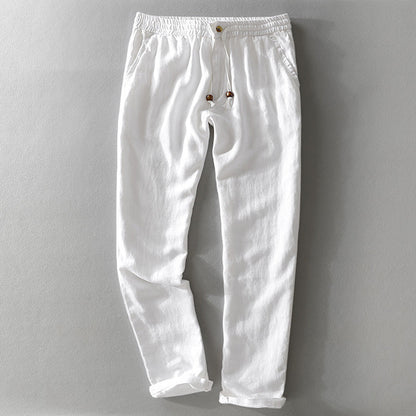 Men's Linen Pants - Elasticated Drawstring Waist