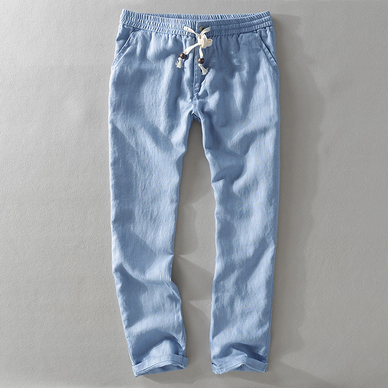 Men's Linen Pants - Elasticated Drawstring Waist