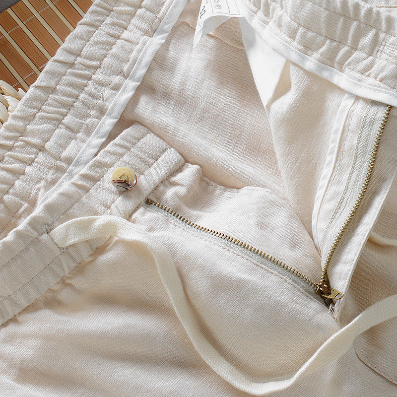 Men's Linen Pants - Elasticated Drawstring Waist