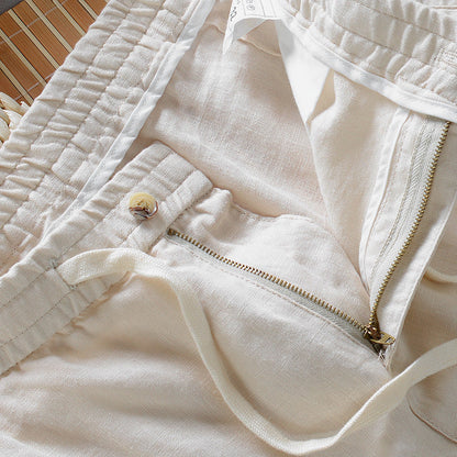 Men's Linen Pants - Elasticated Drawstring Waist