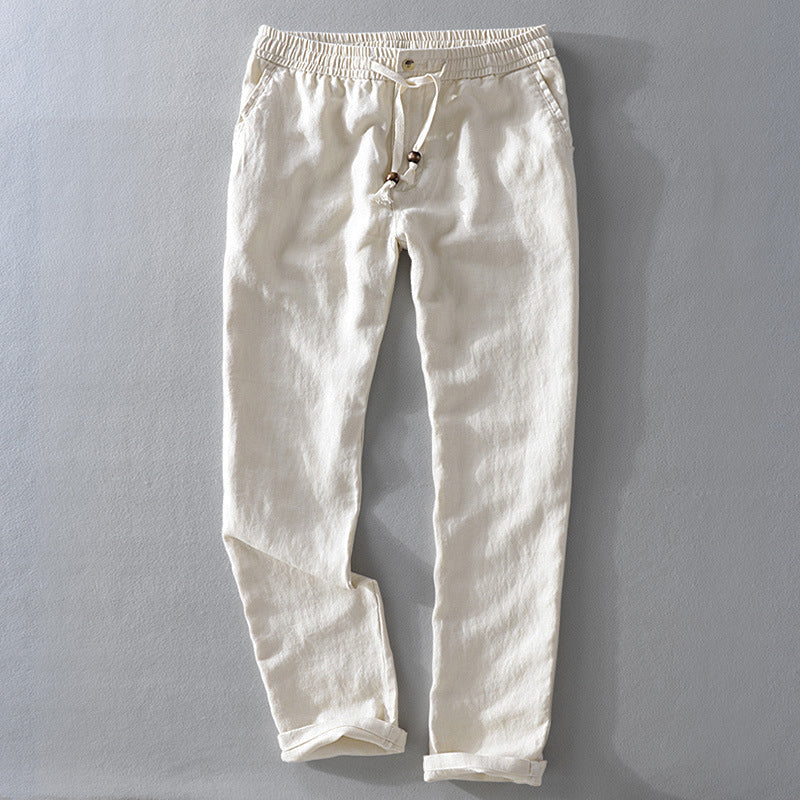 Men's Linen Pants - Elasticated Drawstring Waist