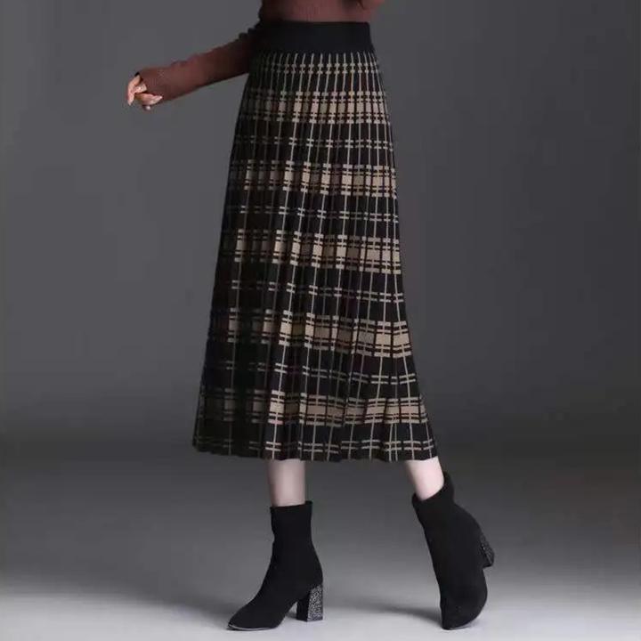 Knit Pleated Midi Skirt