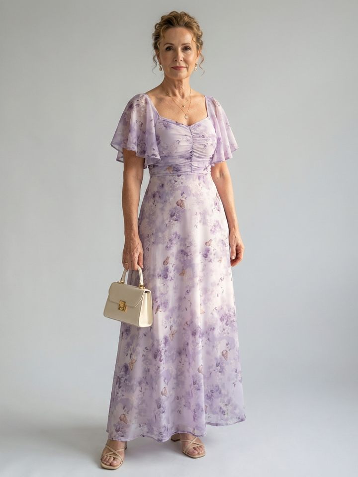 Vaelis | Midi Dress with Flutter Sleeves