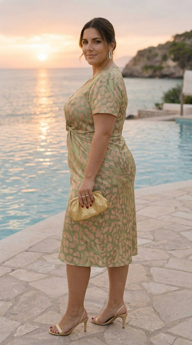 Fluid Midi Dress with Central Knot Detail