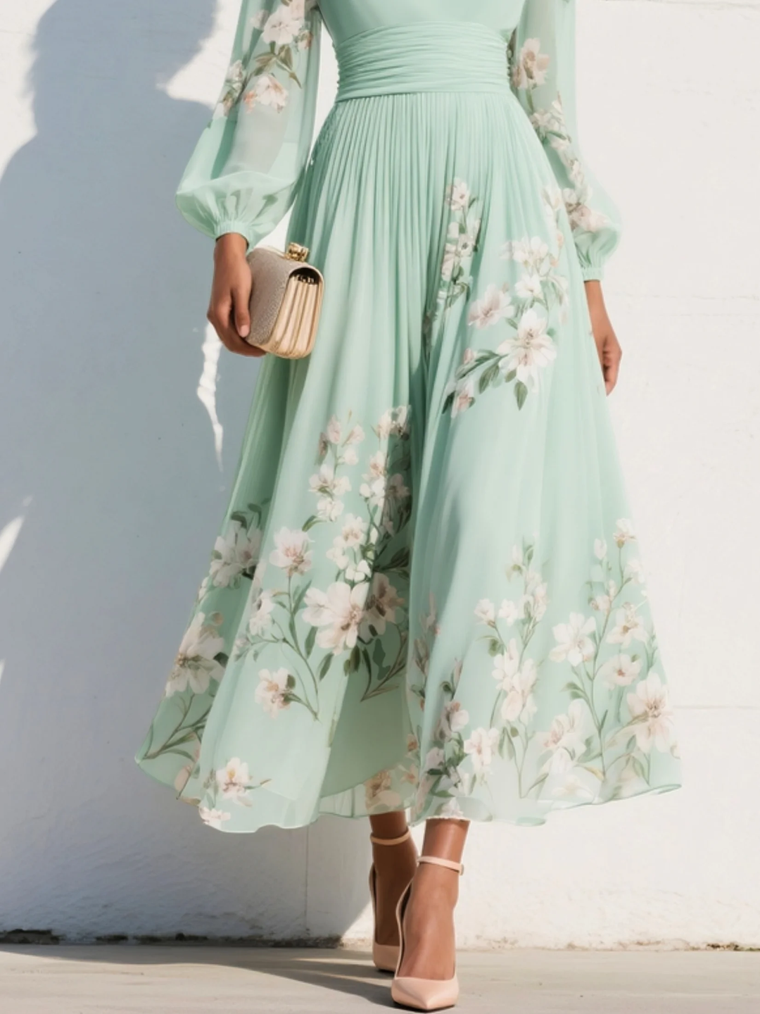 Olivia | Elegant Floral Chiffon Gown