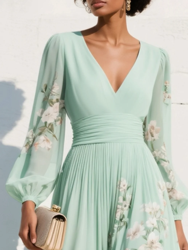 Olivia | Elegant Floral Chiffon Gown