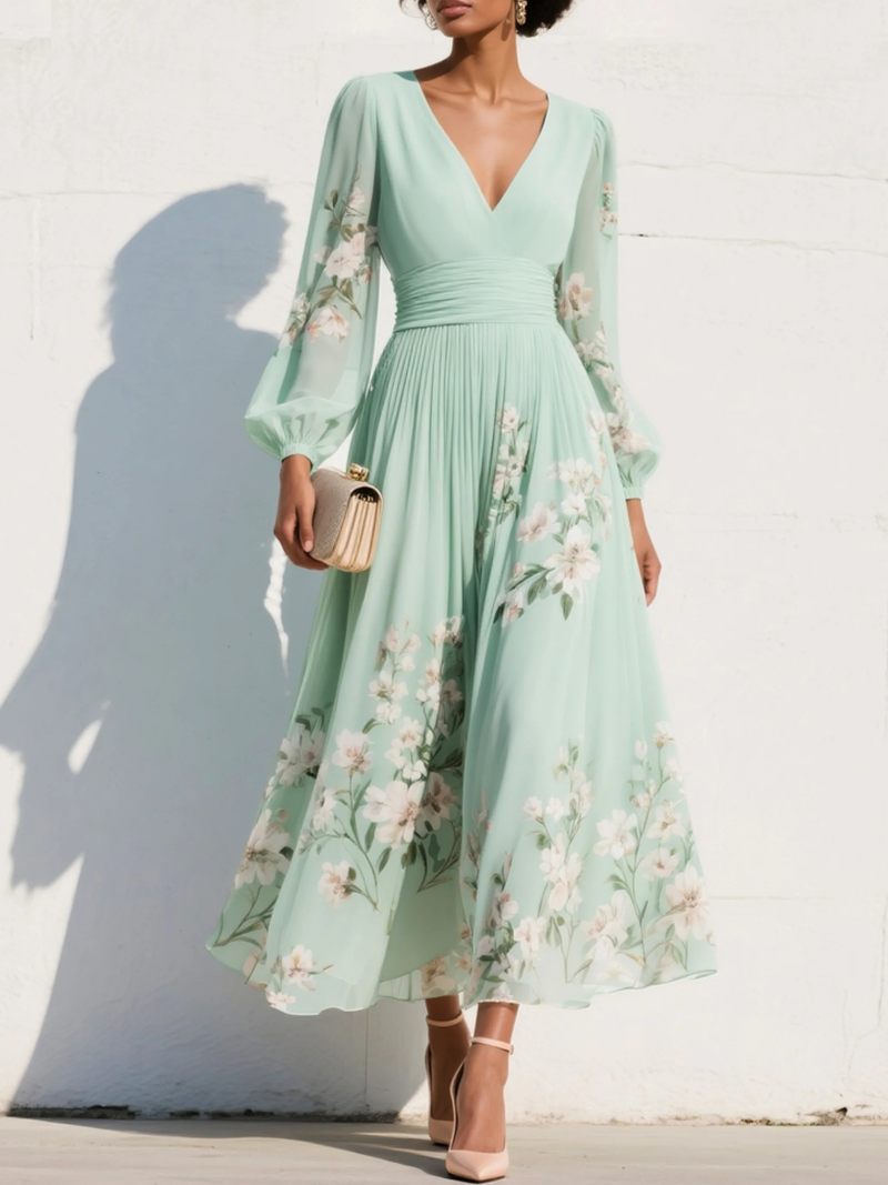 Olivia | Elegant Floral Chiffon Gown