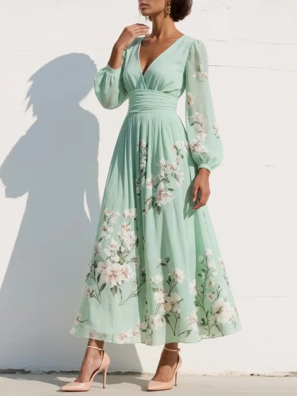 Olivia | Elegant Floral Chiffon Gown