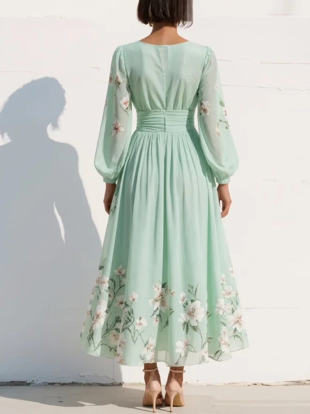 Olivia | Elegant Floral Chiffon Gown