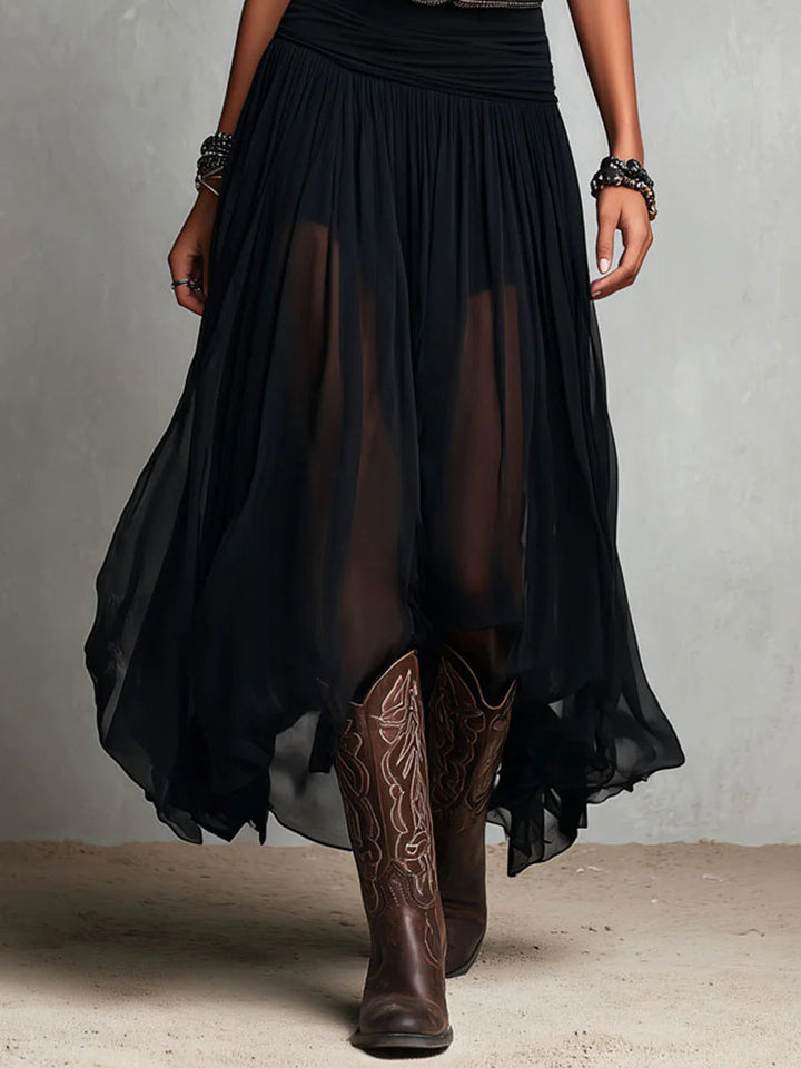 Maxi Dress with Black Sleeveless Tank Top and Tulle Skirt (Includes Belt)