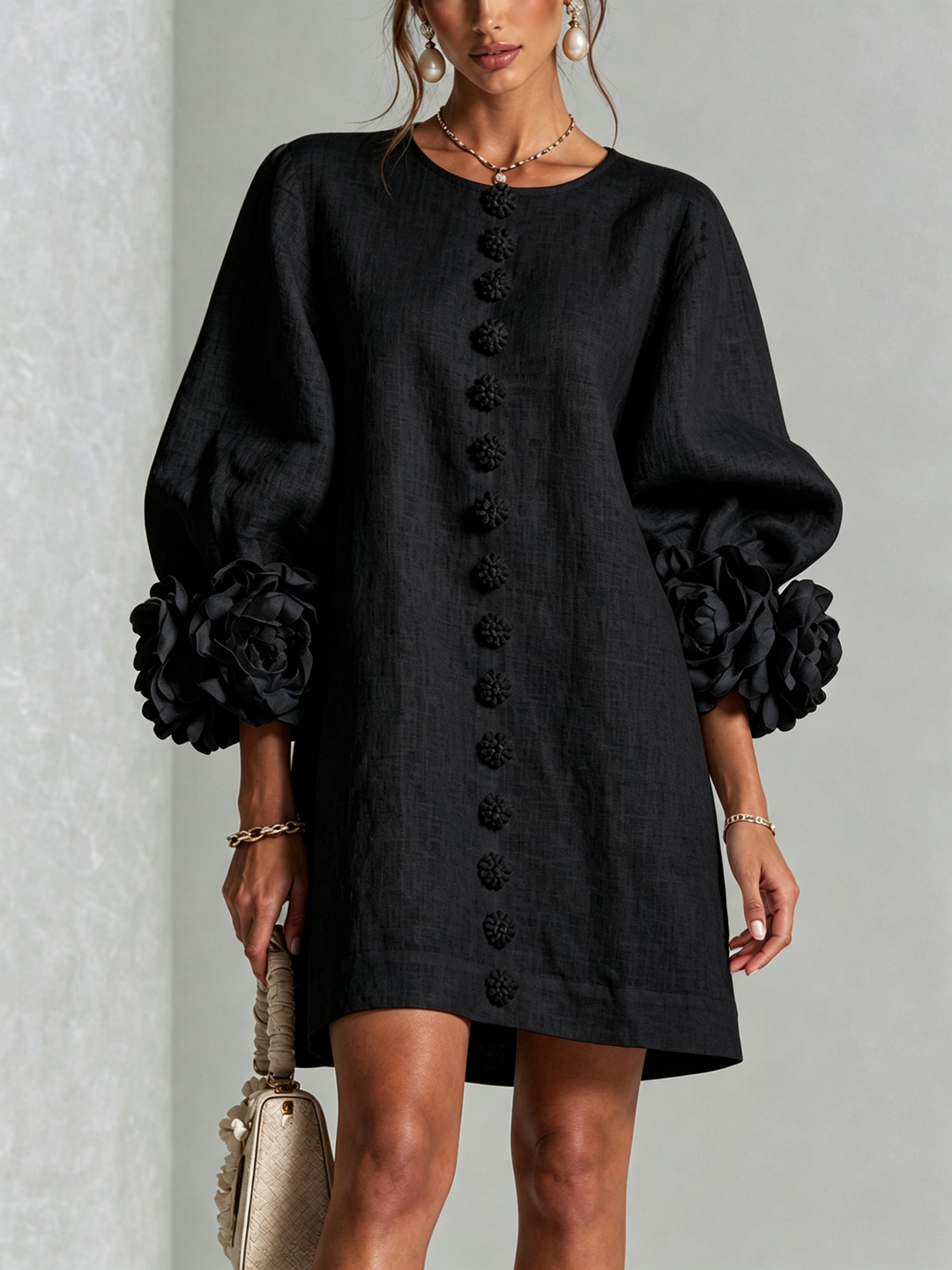 Florence™ | Floral Print Button-Up Mini Dress