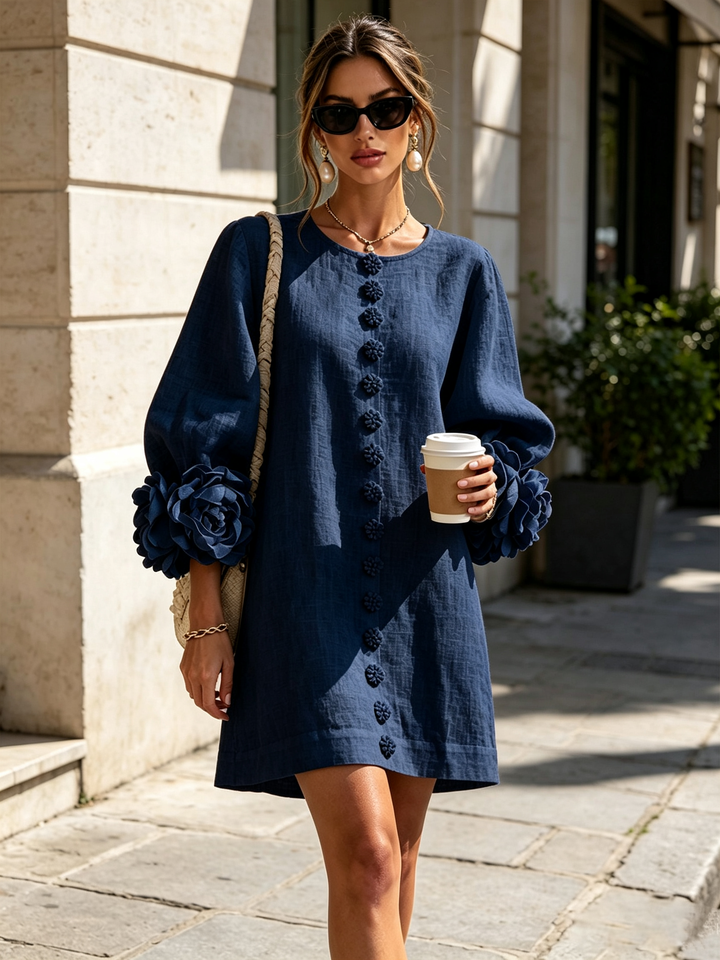 Florence™ | Floral Print Button-Up Mini Dress