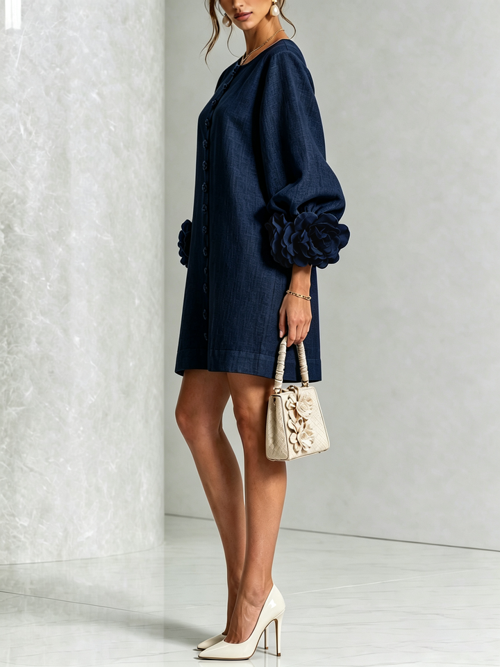 Florence™ | Floral Print Button-Up Mini Dress