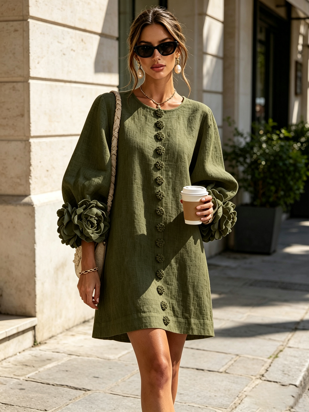 Florence™ | Floral Print Button-Up Mini Dress