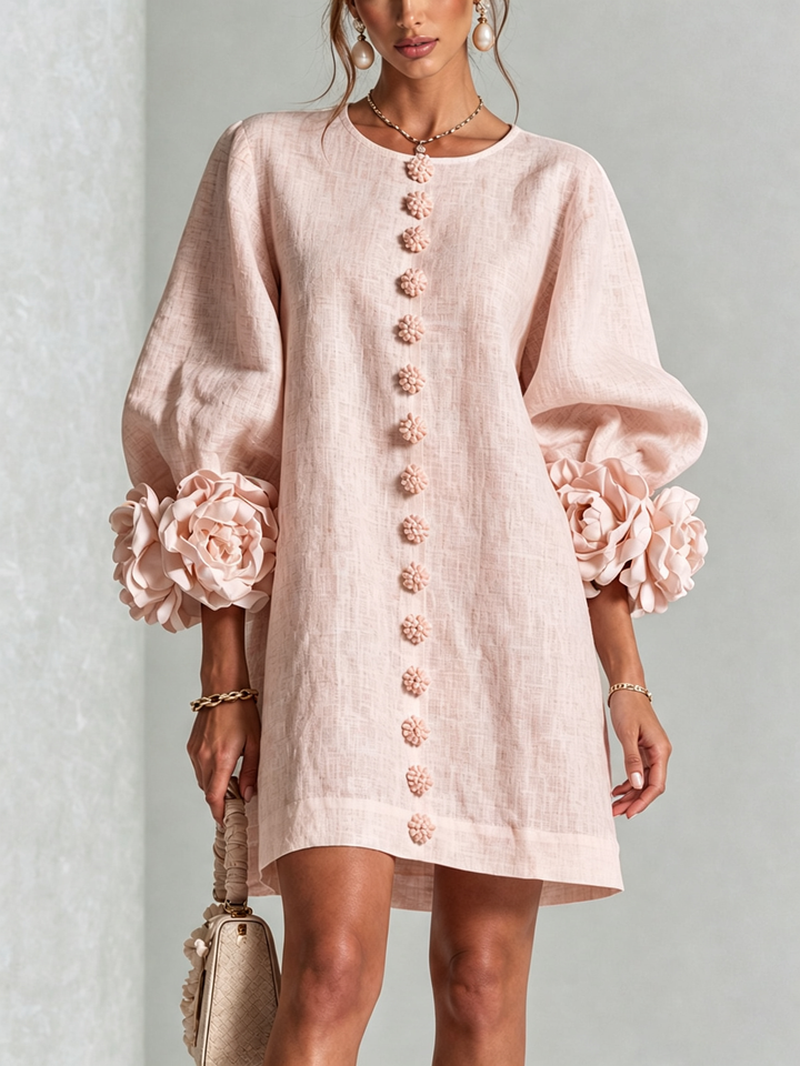 Florence™ | Floral Print Button-Up Mini Dress
