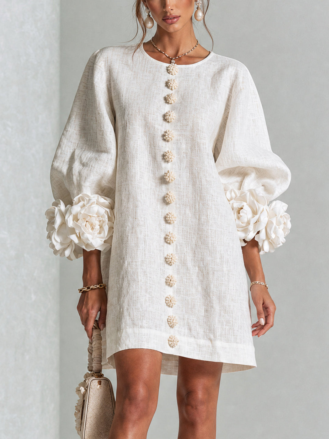 Florence™ | Floral Print Button-Up Mini Dress