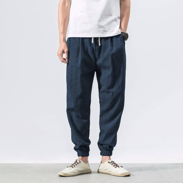 Men's Jogger Pants - Drawstring Elasticated Waist Ribbed Ankle Cuff