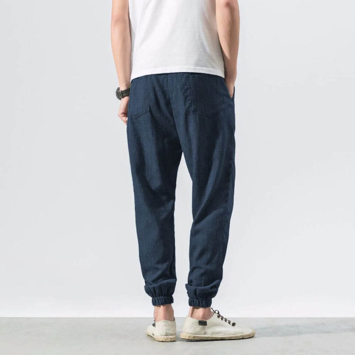 Men's Jogger Pants - Drawstring Elasticated Waist Ribbed Ankle Cuff