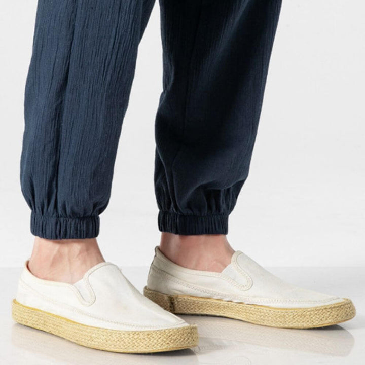 Men's Jogger Pants - Drawstring Elasticated Waist Ribbed Ankle Cuff