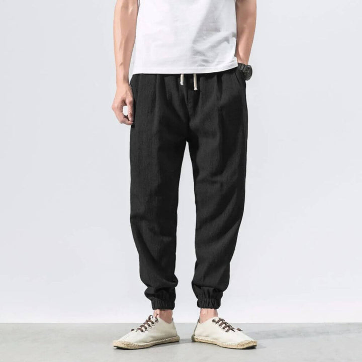 Men's Jogger Pants - Drawstring Elasticated Waist Ribbed Ankle Cuff