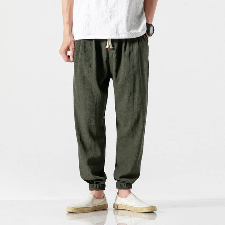Men's Jogger Pants - Drawstring Elasticated Waist Ribbed Ankle Cuff