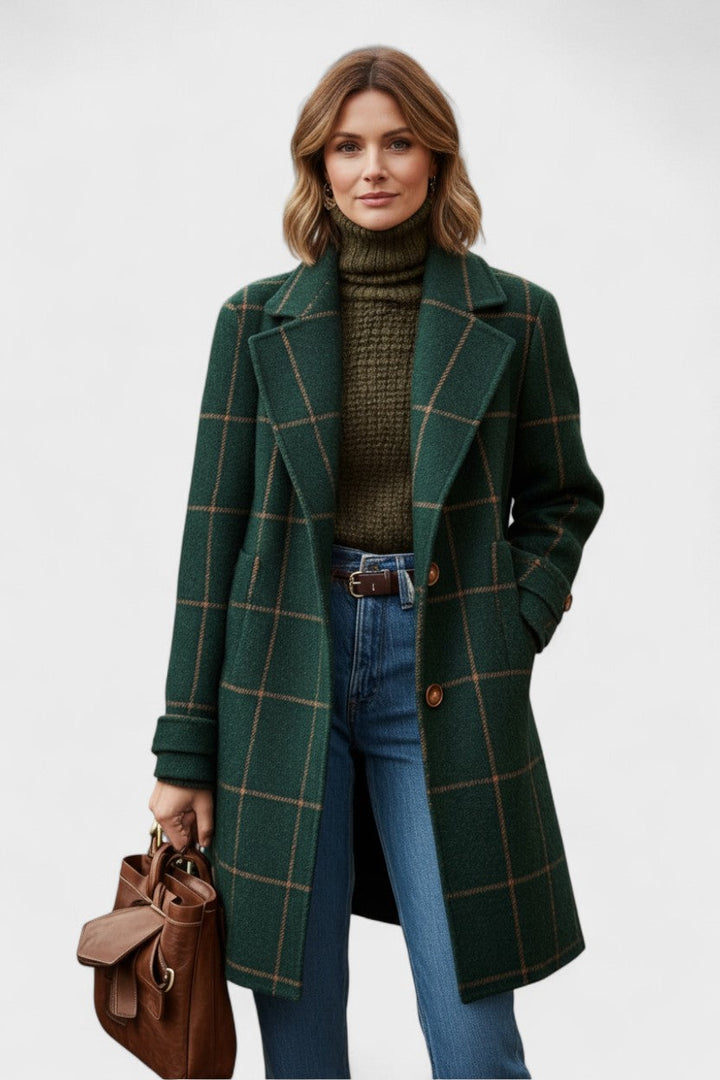 Yrsa™ | Elegant Checked Tweed Coat