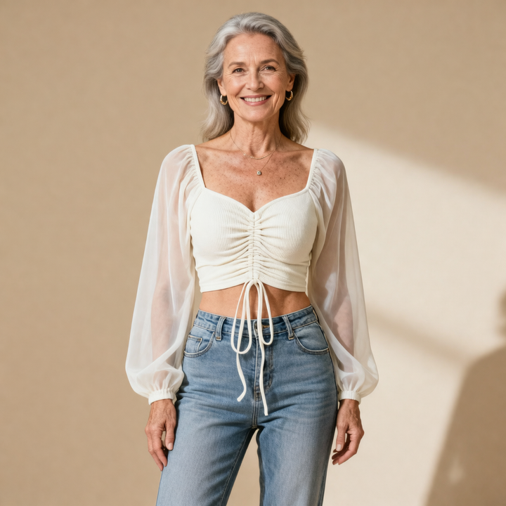 Aura Cinch-Crop Blouse