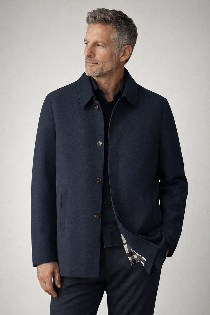 Men’s Smart Casual Coat Mens – Button Front Collared Jacket with Straight Hem and Side Pockets