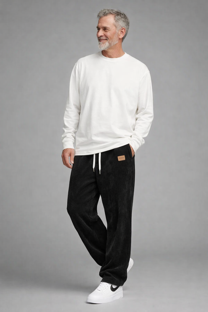 Men's Corduroy Pants - Relaxed Fit - Elasticated Drawstring Waist
